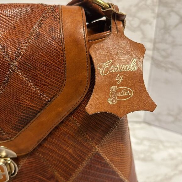 Justin boots leather patchwork brown shoulder crossybody purse rodeo western - Picture 3 of 14